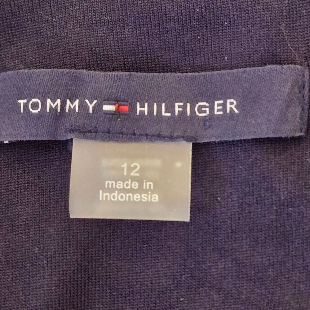 Tommy Hilfiger Womens Floral Ruffle Long Sleeve Chiffon Dress Navy White Size 12 - Picture 2 of 10